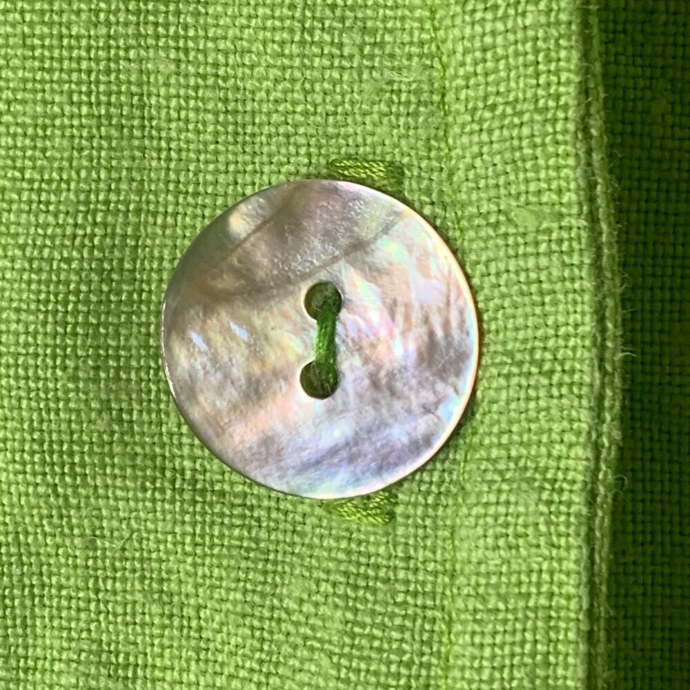 David Dart Collection Linen Green Button Front Tu… - image 3